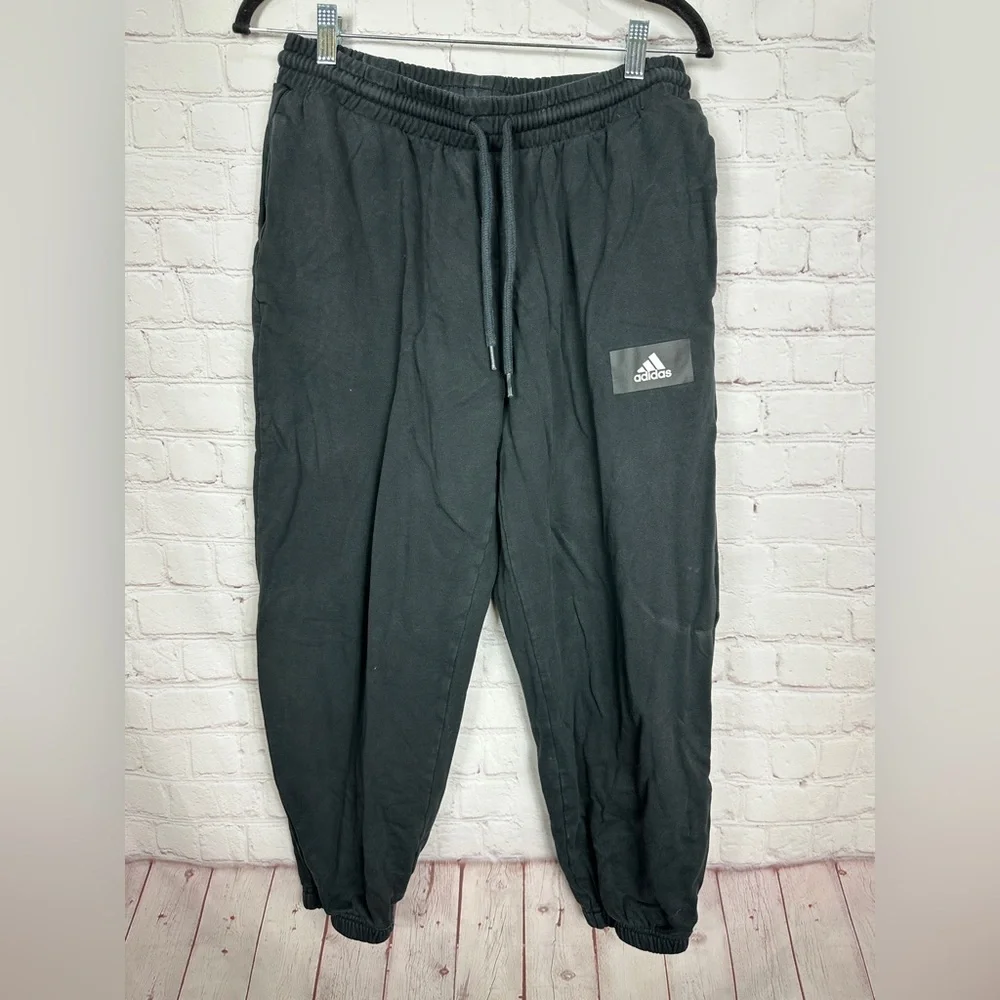 Adidas Men's Sweatpants Black logo‎ printing loose fit joggers sweatpants, sz L